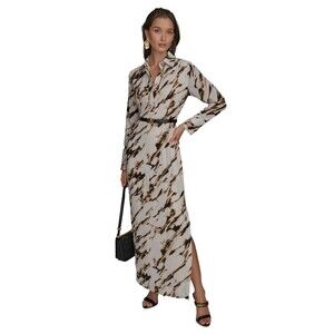 Donna Karan New York Dress Black Fawn Multi, Size 6, No Belt